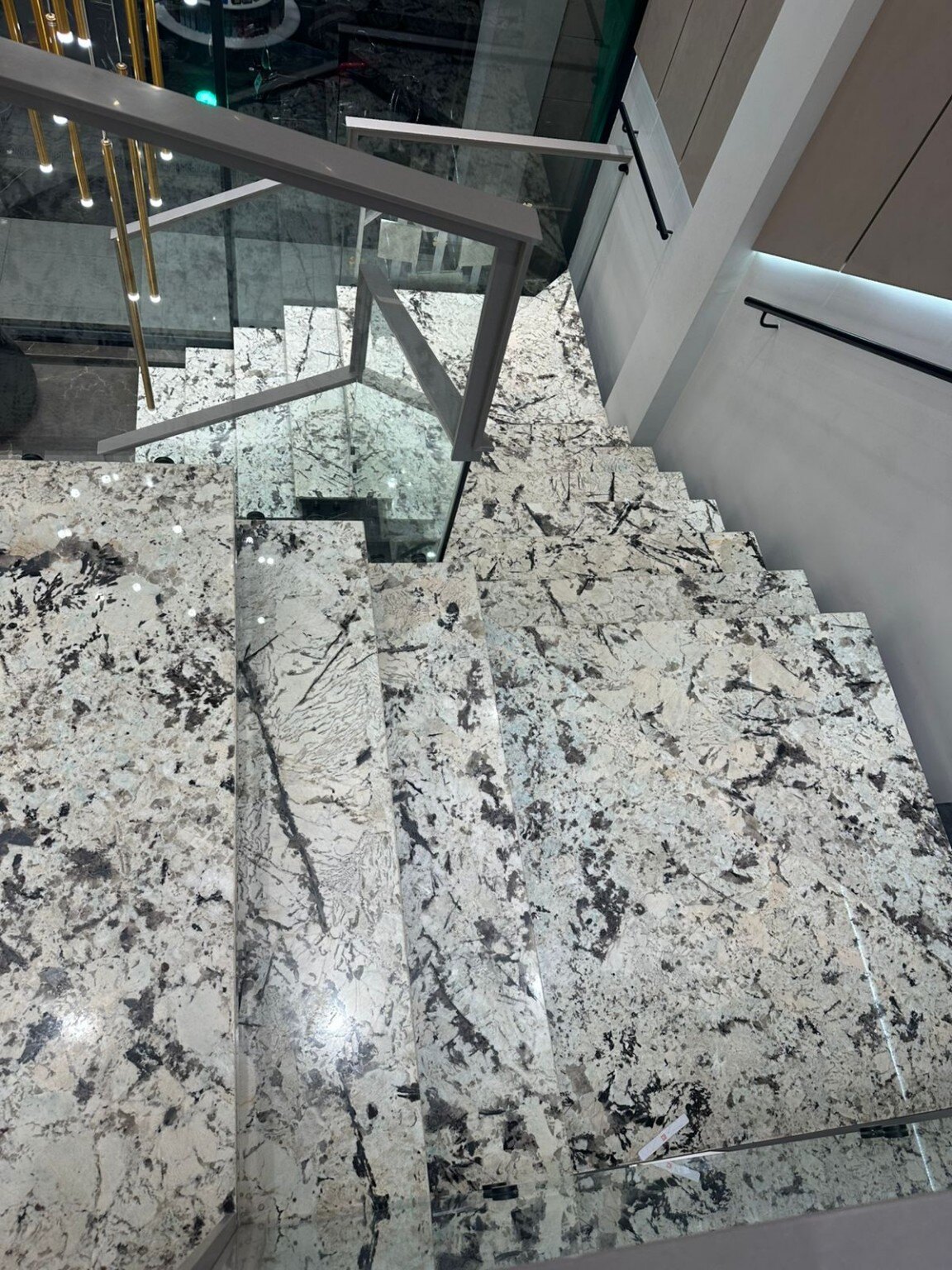 White Juparana granite staircase